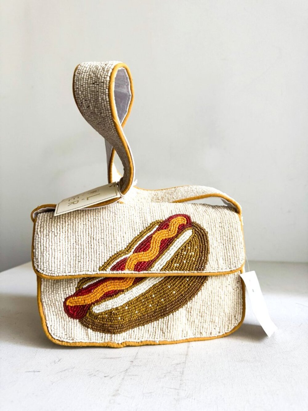 Sol and Mer Hot Dog Motif Beaded Shoulder Bag